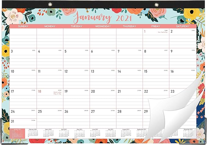 january 2021 calendar blocks Amazon Com 2021 Desk Calendar 12 Monthly Desk Wall Calendar 2 In 1 16 8 X 12 January December 2021 With Corner Protectors Ruled Blocks Classic Floral Office Products january 2021 calendar blocks