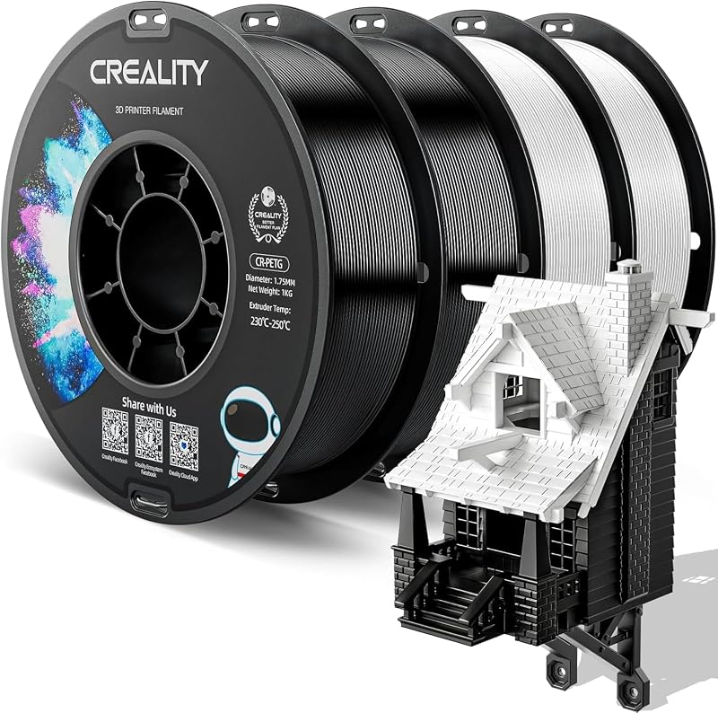 Filamento PETG de 1,75mm 4KG para impressão 3D, excelente dureza, alta precisão, inodoro e tóxico, à prova de humidade, filamento PETG brilhante de 1kg para impressora 3D