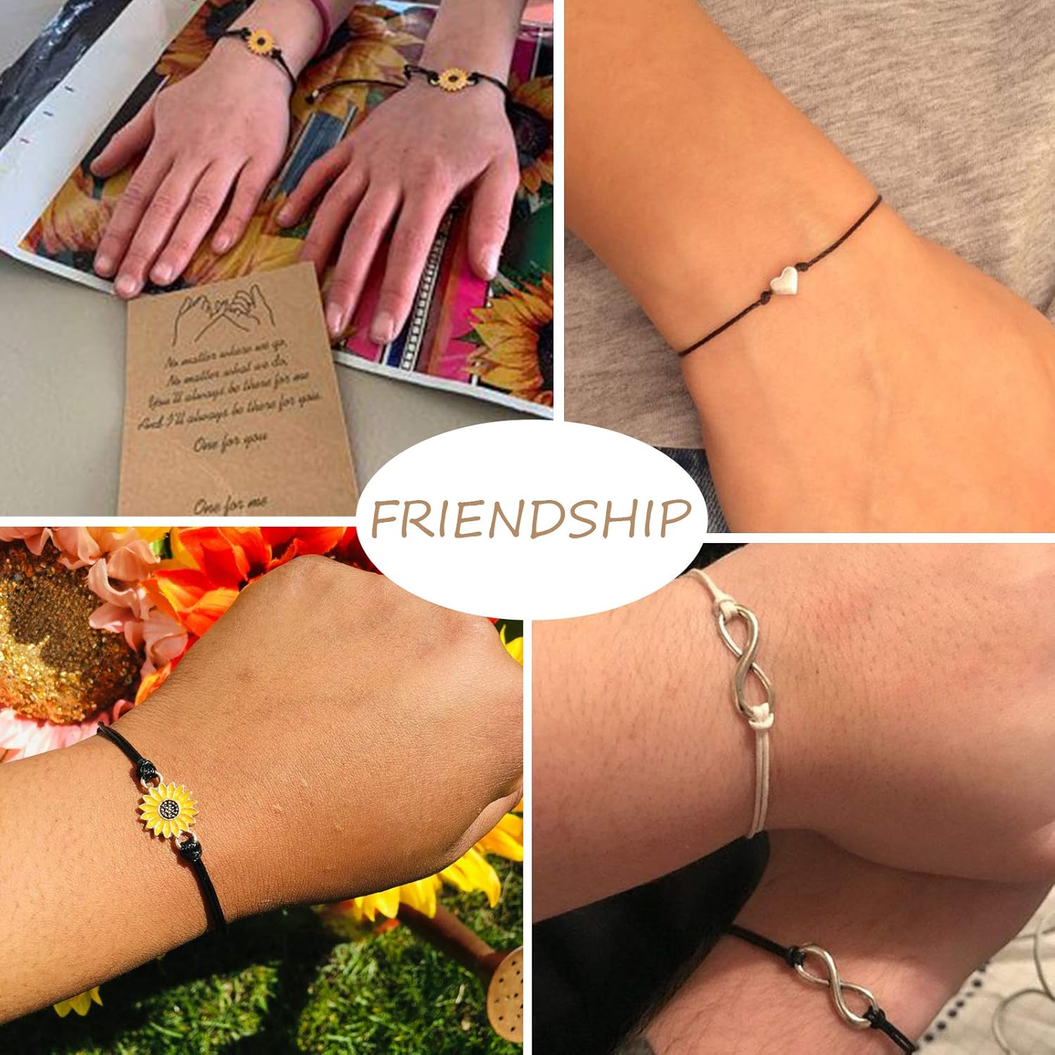 17 MILE 12-18 Pcs Friendship Matching Bracelets Set for Women Promise Wish Card Jewelry Gifts for Best Friends/Family/Couple: Jewelry