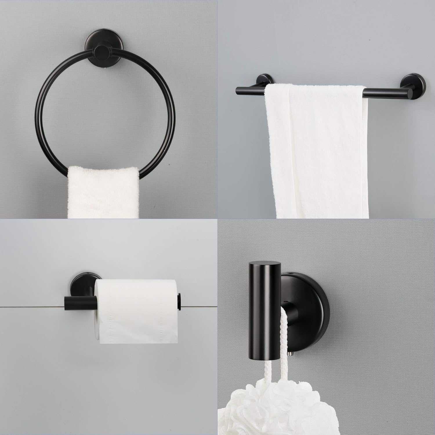 Bathroom Hardware Set, 6 Piece Stainless Steel Bathroom Towel Rack Set Wall Mount Towel Bar Set Include 18" 24" Hand Towel Bar, Toilet Paper Holder,Towel Ring, 2 Hooks: Kitchen & Dining