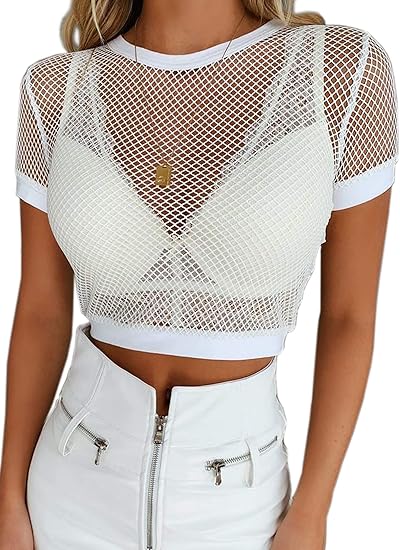 fishnet white crop top