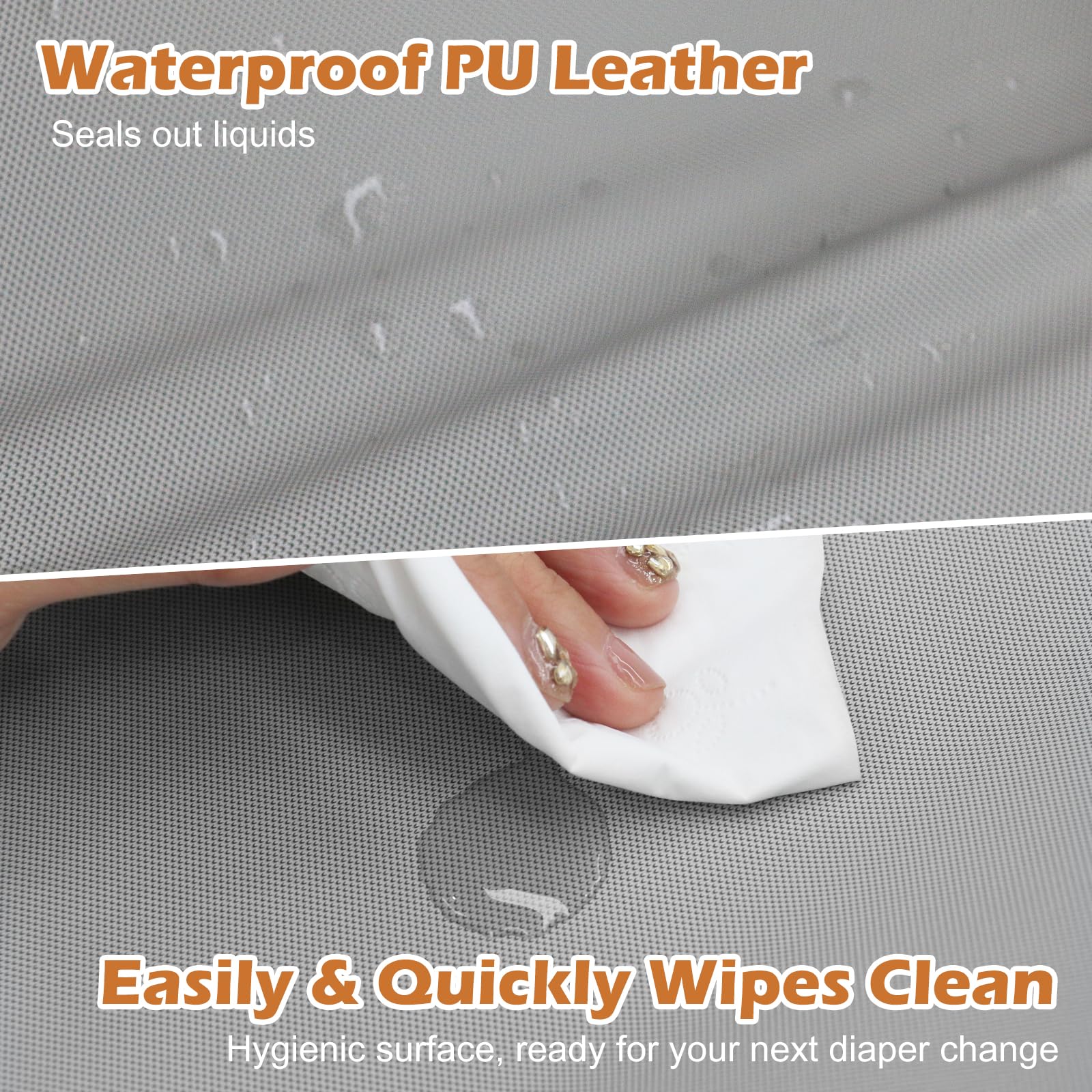 Vegan Leather Baby Changing Pad, Waterproof & Wipeable Soft Diaper Changing Mat 32