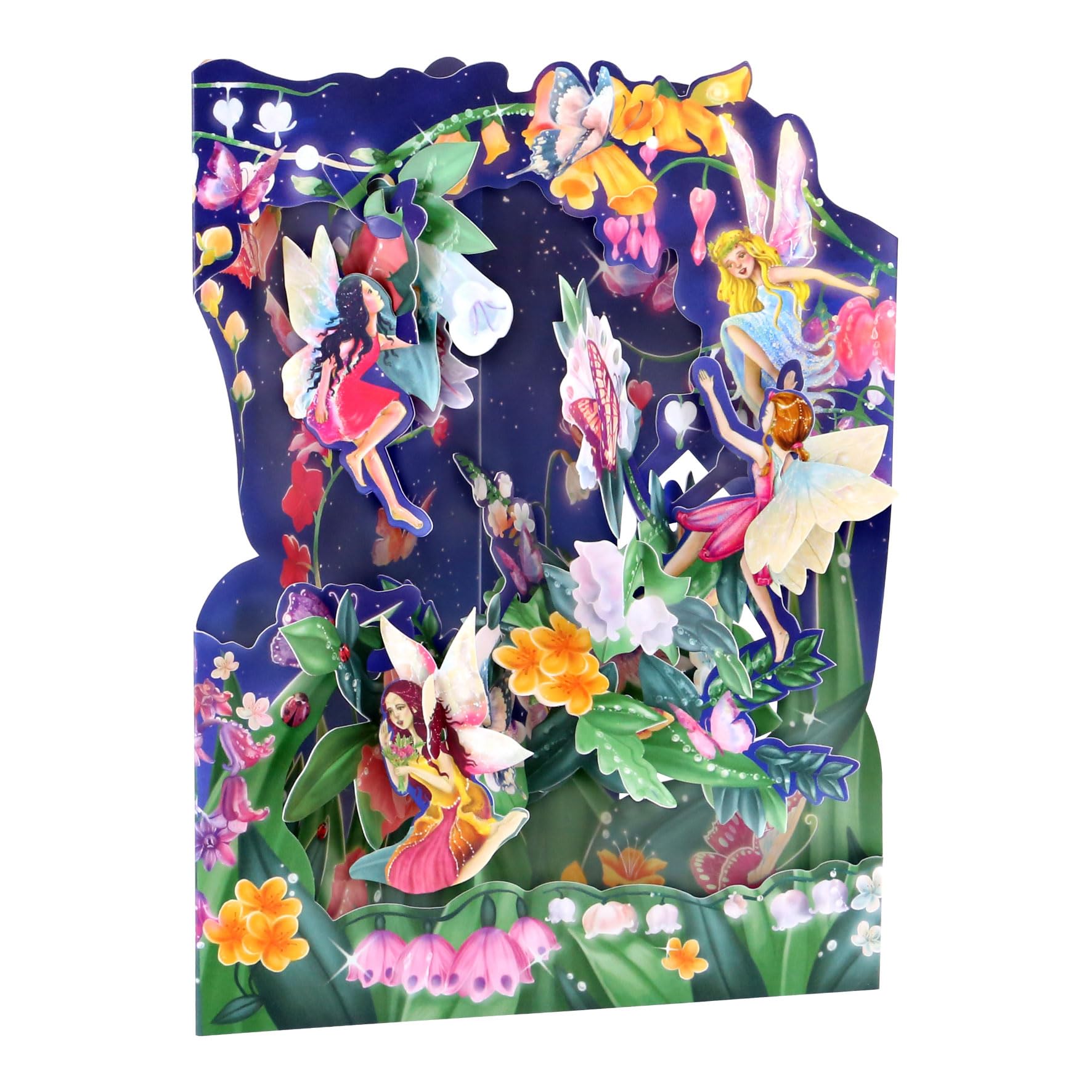 SANTORO Swing Card, 3D Pop Up Greeting Card - Fairies - For Her, For Kids, Girls, For Mum, Birthday