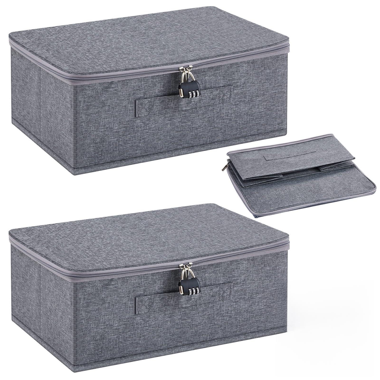Photo 1 of Briwooody 2 Pack Discreet Lockable Personal Bag for Toys Personal Storage Bag Storage Bins Case with Zipper Lid 15 x 10 x 6.3 Inches for Women and Men Clothes Container(Gray)