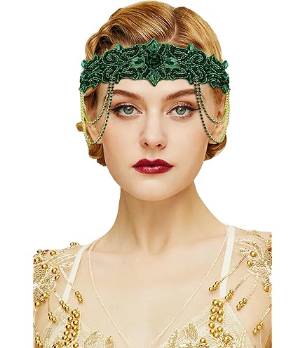 Lot De 2 Bandeaux Années 1920 En Maille Avec Perles - Blanc Et Noir - Pour Mariage, Fête, Soirée à Thème Vintage - 3