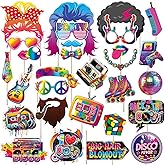 80s Photo Booth Props, Tumwisk 30PCS 80s Party Decorations, Back to 1980s Birthday Photo Booth Props,Funny Selfie Props for Hippie Rock and Hip Hop Retro Theme Party Supplies Favors