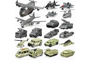 Frontoytall Military Vehicle Toy Set, 21-Piece Army Playset, Tanks, Fighter Jets, Transport Planes, Trucks & Helicopter for Boys Ages 4-8 | Battle Adventure STEM Learning Toys, Birthday Gift for Kids