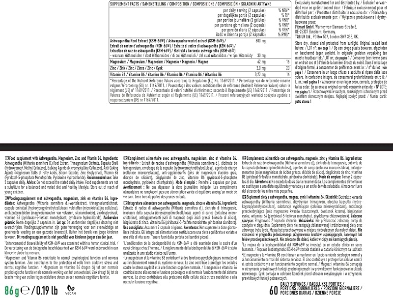 Ashwa+, estratto di radice di Ashwagandha KSM-66®, 120 capsule