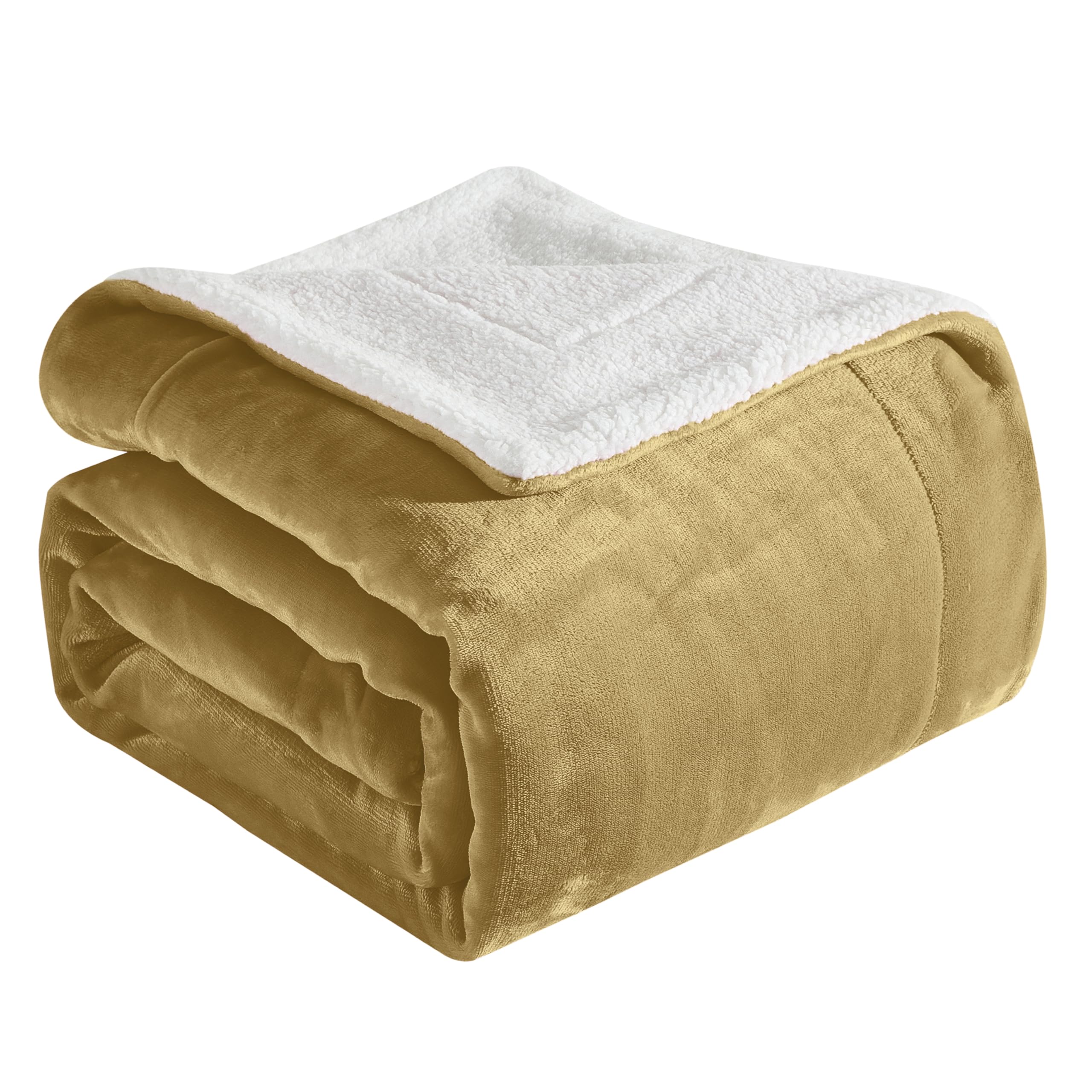 Elegant Comfort Ultra Soft Reversible Flannel Sherpa Blanket - Cozy Silky Fleece Throw for Couch, Bed - Plush Fuzzy Warm Winter Blanket for Gift, Twin XL, Gold Image Elegant Comfort Ultra Soft Reversible Flannel Sherpa Blanket - Cozy Silky Fleece Throw for Couch, Bed - Plush Fuzzy Warm Winter Blanket for Gift, Twin XL, Gold Image
