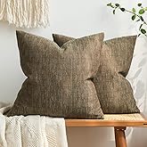 MIULEE Pack of 2 Decorative Burlap Linen Throw Pillow Covers Modern Farmhouse Pillowcase Rustic Woven Textured Cushion Cover for Sofa Couch Bed 20x20 Inch Coffee