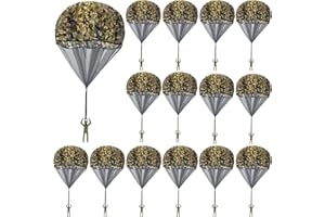 Catcan 15 Pcs Parachute Toys, Camo Parachute Men's Tangle Free Throwing Hand Throw Outdoor Flying Gifts Paratrooper Toy - No Battery nor Assembly Required (Light Green)