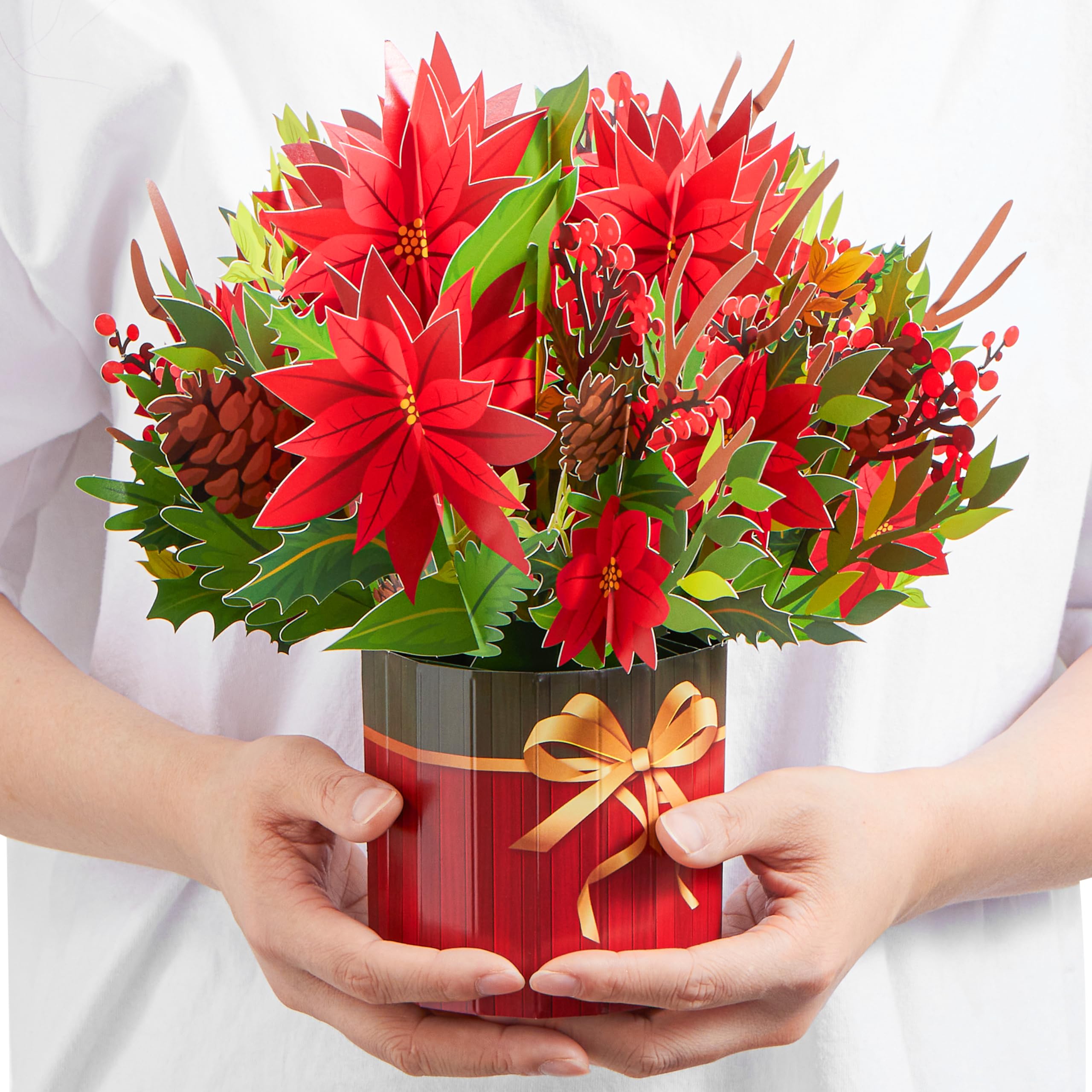 JOYIN Christmas 3D Forever Flower Greeting Cards with Envelopes, Xmas Festive Pop Up Cards for Family Members, Christmas decor, Warm Present Giving, Thanksgiving and all occasions
