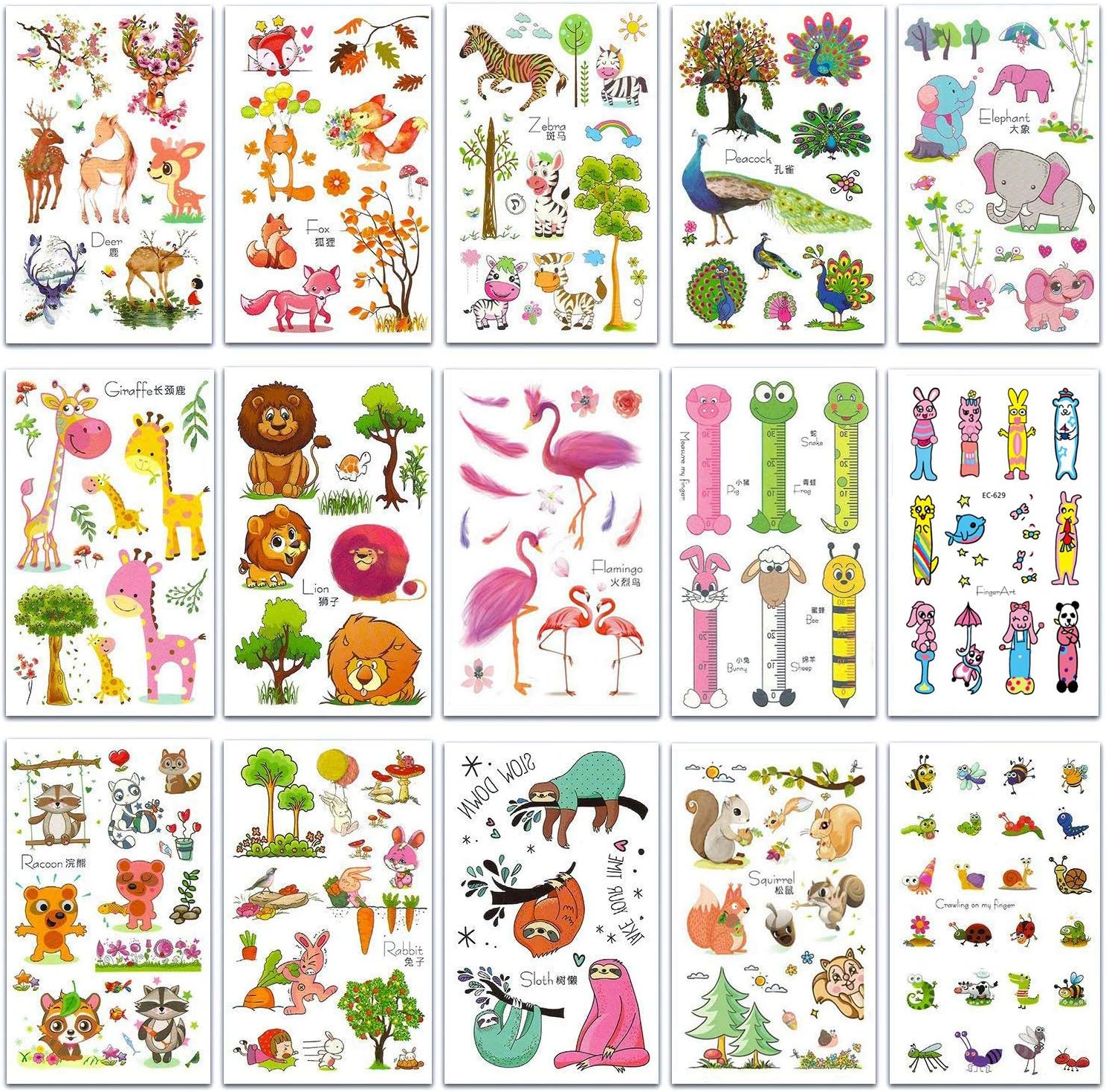 SZSMART Animals Temporary Tattoos for kids, Fake Tattoos Animal Stickers Tattoos for Children Girls and Boys Party Favors Birthday Party Supplies