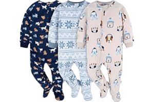 Gerber baby-boys Fleece Footed Pajamas 3-pack