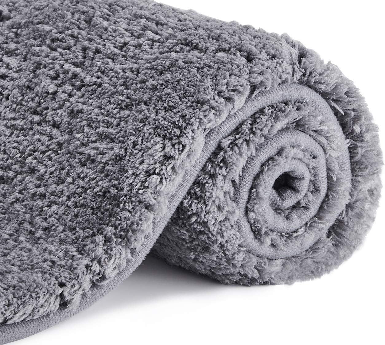 defway Non Slip Bath Mat - Large Thick Bath Mats, Soft Shaggy Bath Mats for Bathroom, Absorbent Bathroom Floor Mats Washable, Dark Grey, 80 * 50cm