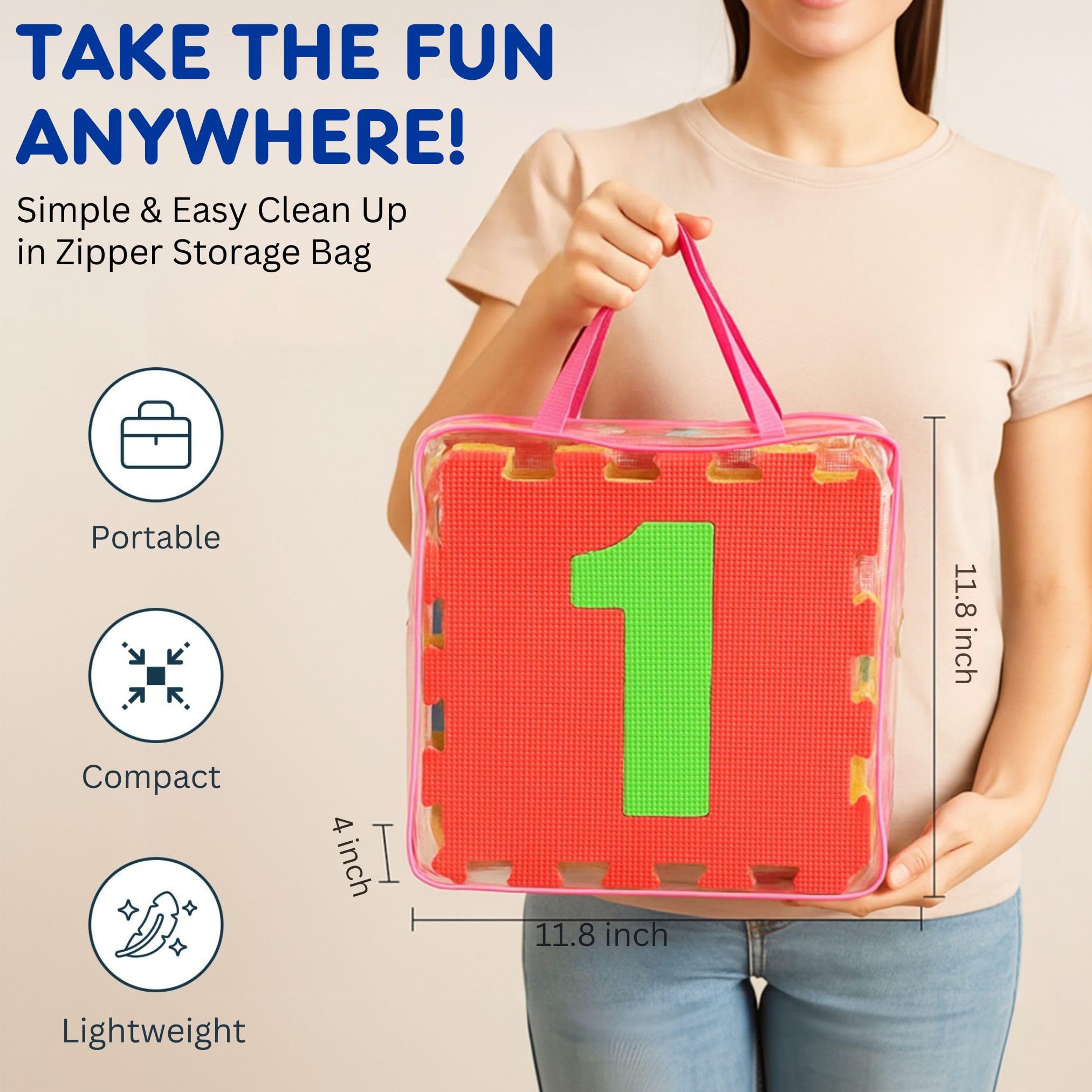 Hopscotch Playmat Foam Interlocking Puzzle Floor Mat - 10 Large Number Tiles (12