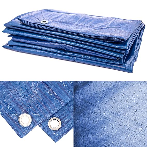 Panorama24 PE Abdeckplane 2 x 4 m (8m²), blau, mit Aluminium Ösen, Gewebeplane, Wetterschutzplane, Holzplane, schützt Großflä