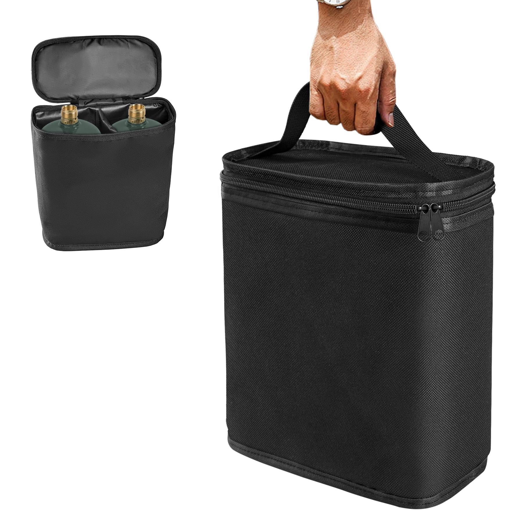 Photo 1 of SIRUITON Mini ?Fuel ?Cylinder Storage Bag, Fuel Keg Refillable Propane cylinder for 2Pack1 LB Tank Cover, Waterproof 600D Oxford Small Propane Tanks Bag for Outdoor Camping, cooking