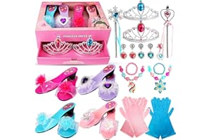 HEANING Princess Dress Up Girls Toys, Toddlers Pretend Play, Little Girls Role Play, Kids Jewelry, Princess Accessories Shoes, Girl Toys Age 3 4, Girls Gifts, Birthday Gifts for 3 4 Year Old Girls
