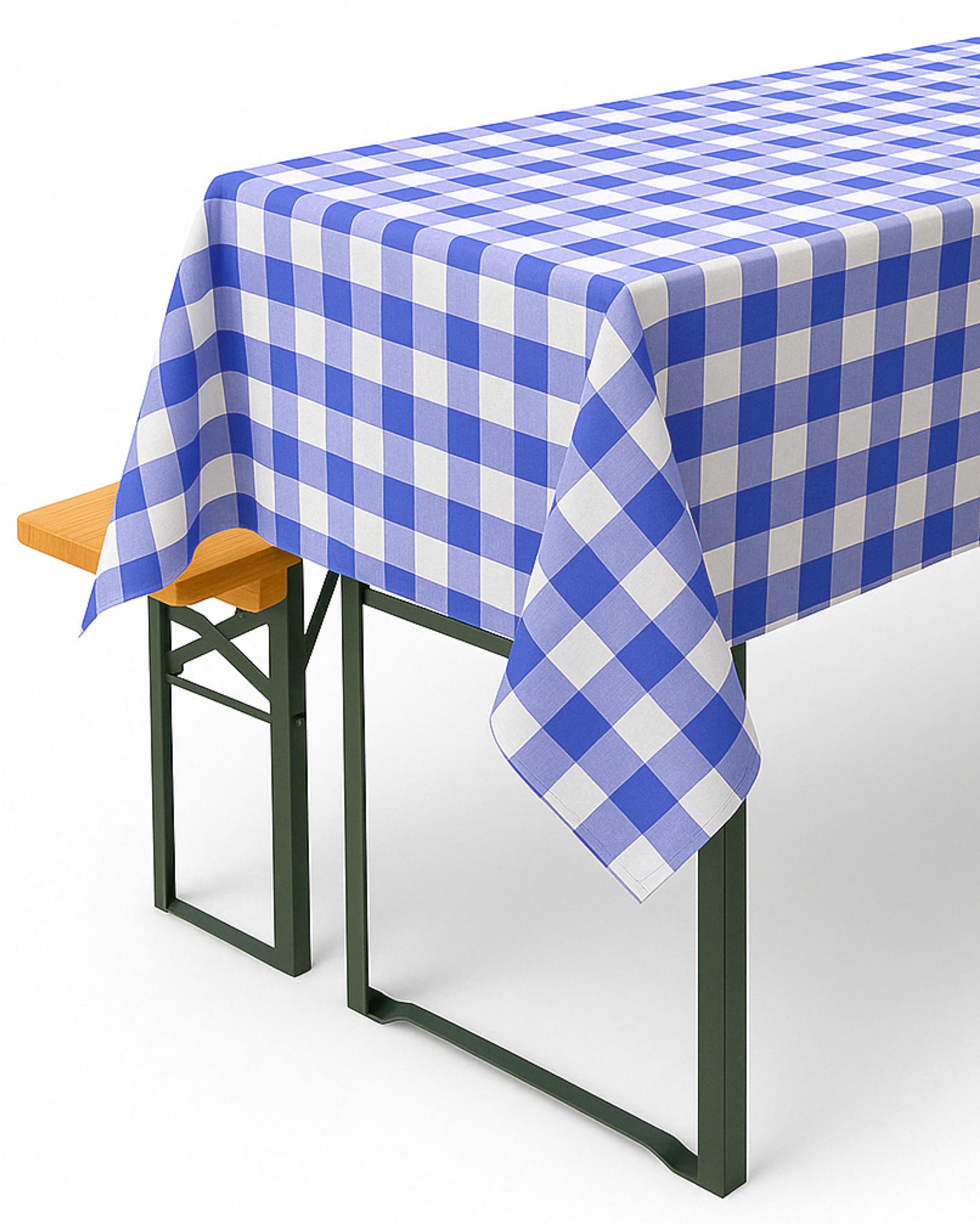 TextilDepot24 Country House Table Runner 20 mm Checked Blue / White Checked Farmers Check 100% Cotton (40 x 140 cm) — image 1