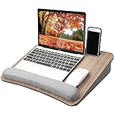 HUANUO Portable Lap Laptop Desk with Pillow Cushion, Fits up to 15.6 inch Laptop, with Anti-Slip Strip & Storage Function for