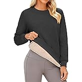 Cavva Women's Sherpa Lined Sweatshirts Long Sleeve Crewneck Casual Fleece Pullover Thermal Thick Tops Winter Warm