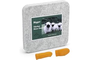 WONVOC Needle Felting Mat, Needle Felting Tools, 10''x10''x1'' Natural Felting Wool Pad, Needle Felting Supplies, with Finger Cots and 30 Straight Pins, Felt Pad for Making Felting Crafts