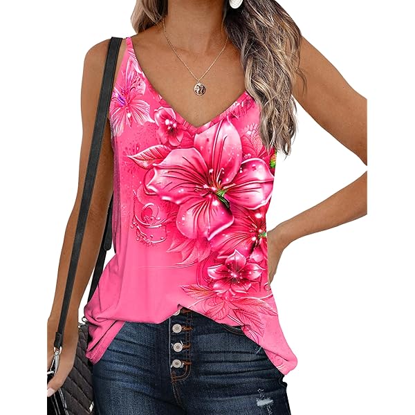 RoseSeek Women's Sleeveless Fringe Camisole Tops V Neck Spaghetti