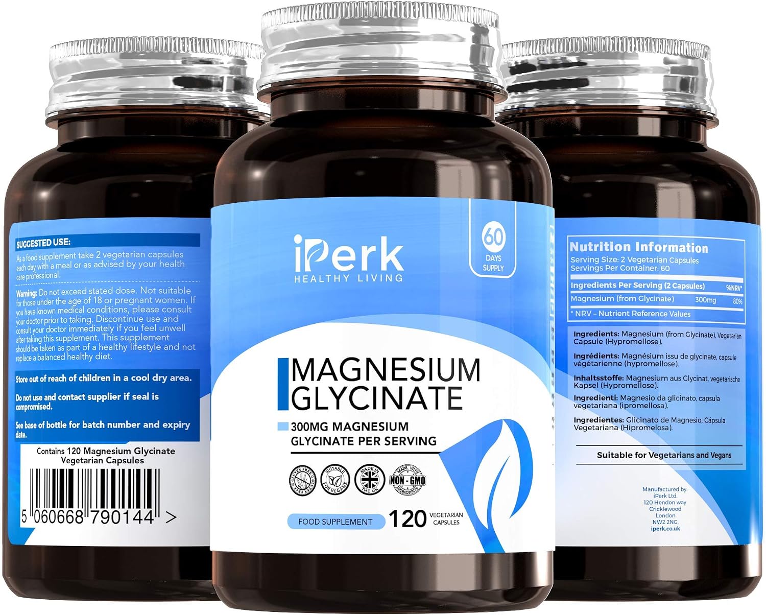 Magnesium Glycinate Capsules Provide 300 mg of Pure Elemental Magnesium Per Serving 120 Vegan Caps, 120 count (Pack of 1) - Image 4