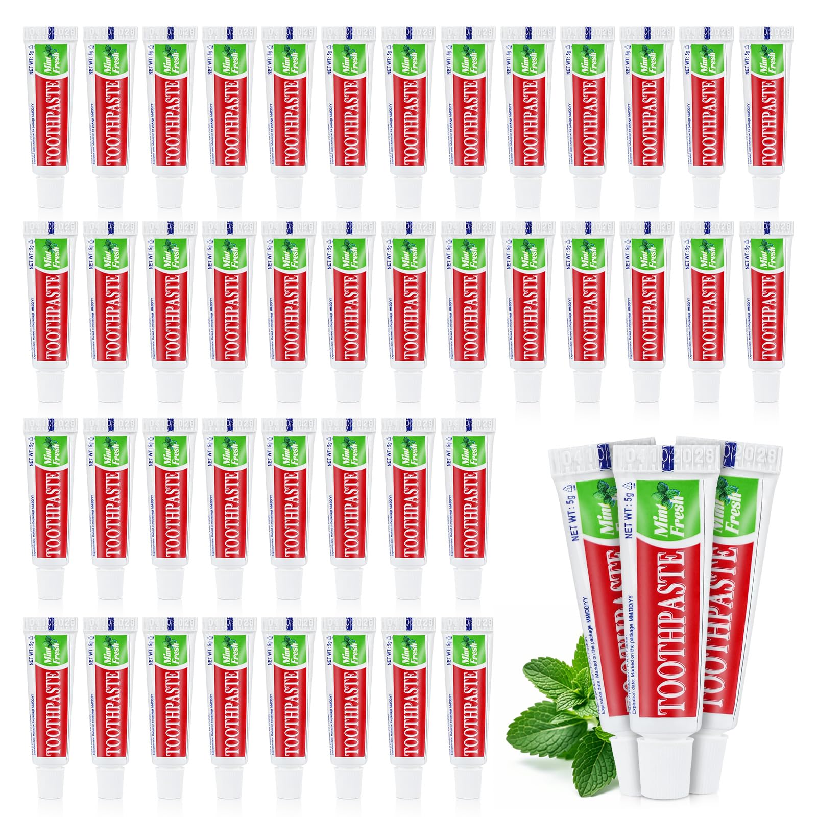 Photo 1 of 100 Tubes Travel Size Toothpaste in Bulk, Disposable Mini Mint Compact Small Pocket Size Essential Toothpaste for Vacation Hotel Shelter Homeless Nursing Home Charity Camping Single Use 0.17 oz/ 5g
