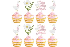 Rsstarxi 24 Pack One Silly Goose Cupcake Toppers One Silly Goose Birthday Decorations Pink Silly Goose 1st Birthday Cupcake Pick for Baby Shower Boys Girls First Birthday Party Cake Decorations