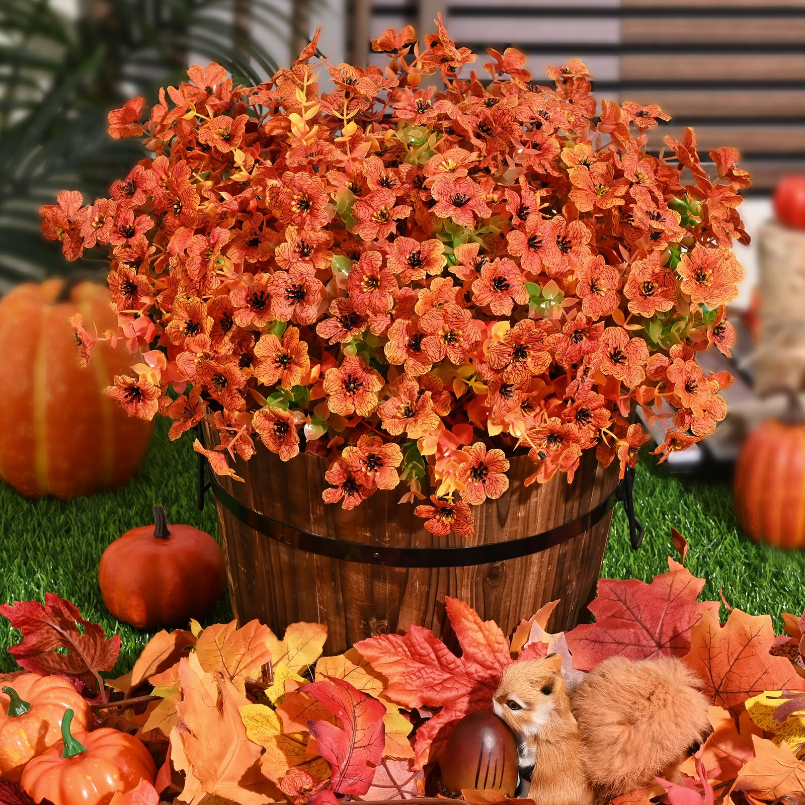 Elyum Faux Mums for Outdoors-9 Bundles Fake Mums Artificial Fall ...