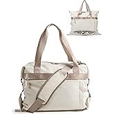 Smasrob Convertible Women Gym Bag with Shoe Compartment and Wet Pocket, Women Duffle Bag with Multiple Pockets and Crossbody Shoulder Strap for Travel and Gym, Beige