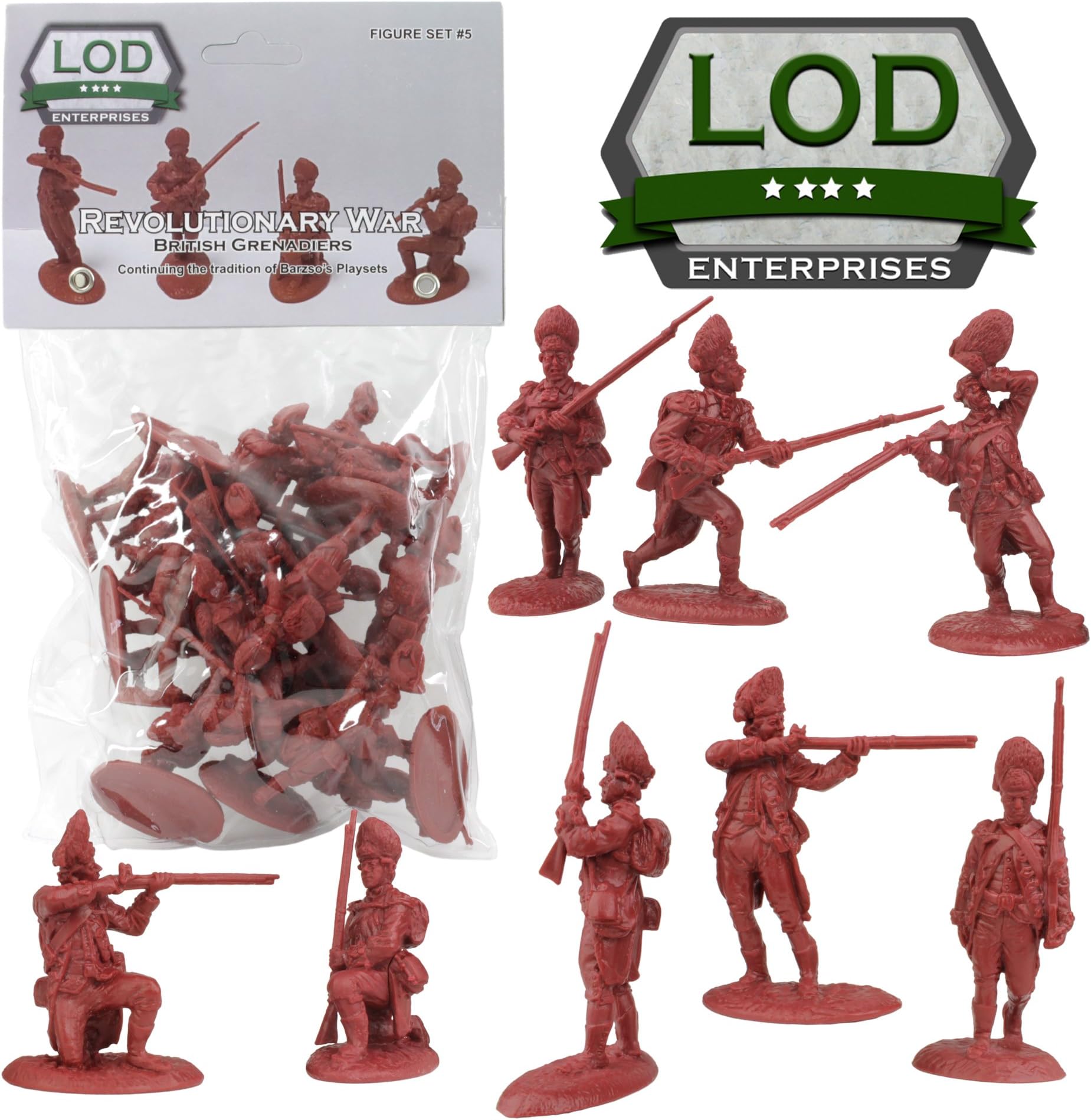 LOD Revolutionary War British Army Grenadier Soldiers - 16 Red 1:32 Figures