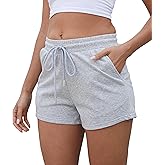 ZKIEYS Womens Sweat Shorts Casual Summer Comfy Lounge Athletic Clothes Elastic Cotton Running Shorts with Pockets