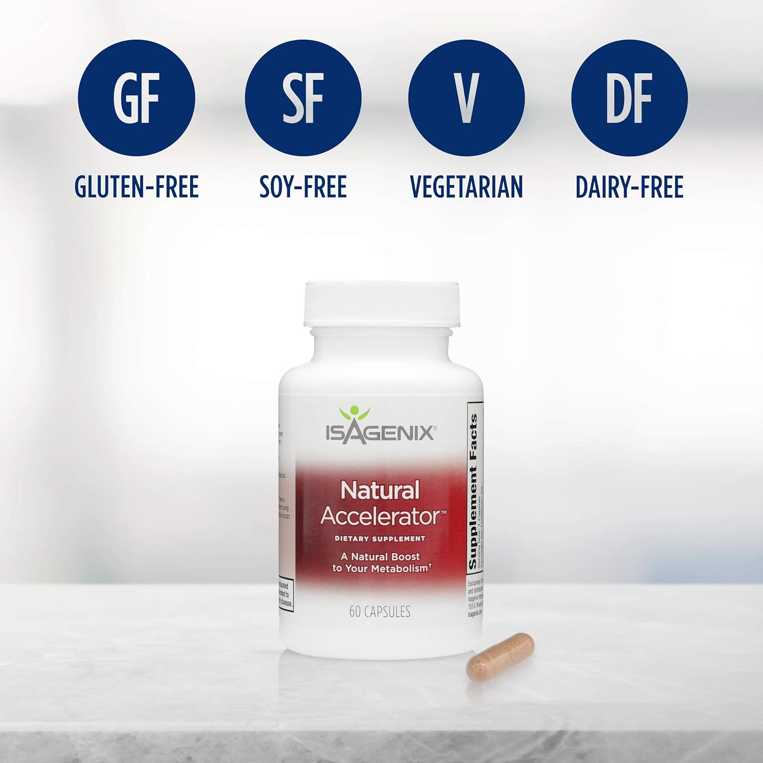 Isagenix Natural Accelerator - Metabolism Boost Capsules with Green Tea Extract, Black Pepper, Niacin and More - 60 Capsules: Health & Personal Care