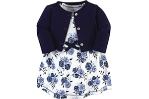 Touched by Nature Infant Toddler Girls Organic Cotton Dress and Cardigan, Rainbows Sunshine