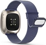 Yoohoo Straps for Fitbit Versa 3/4 Sense 2 Stainless Steel Double Magnetic Blue