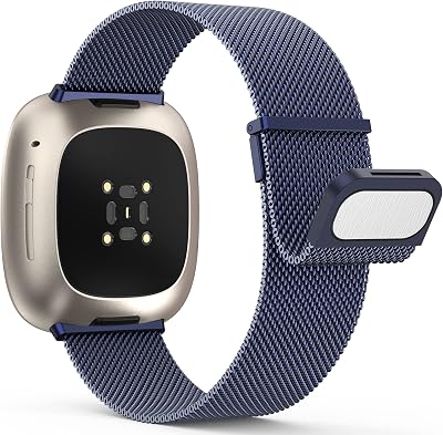 Yoohoo Straps for Fitbit Versa 3/4 Sense 2 Stainless Steel Double Magnetic Blue