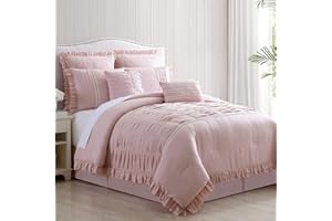 AMRAPUR OVERSEAS Modern Threads Antonella 8-Piece Pleated Comforter Set King, Mauve