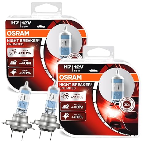 4x OSRAM Halogenlampen H7 NIGHT BREAKER UNLIMITED 12V 55W 64210NBU-HCB
