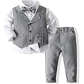 Kimocat Baby Boys Gentleman Bowtie Formal Outfit Suits Tuxedo Vest Wedding Party Suit