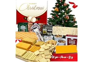 GiftWorld Christmas Cheese and Crackers Gift Baskets For Men and Women - Christmas Cheese Gift Baskets, Cheese Assortment Food Gift Basket - Christmas Food Gifts in Christmas Gift Box