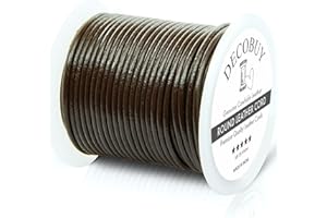 DECOBUY Leather Cord for Jewelry Making, Round Cording 1.5 mm Rope, 27 Yards Used for Crafts, Necklace String, Braiding - Brown