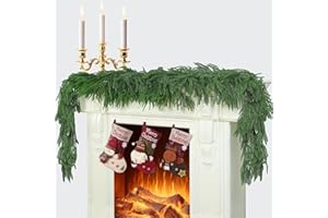 IPOOLTENG 6 Ft 2 Pcs Artificial Norfolk Pine Garland, Real Touch Green Faux Greenery Garland for Christmas Table, Mantle, Wall, Fireplace, Indoor Outdoor Holiday Decor