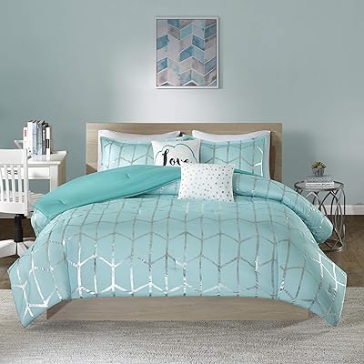 Intelligent Design Raina Comforter Set with Metallic Print, Full/Queen