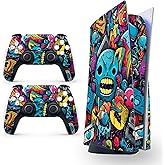 Skin Sticker for Game Console 5 Cover - Hippie, Compatible with Both Disc Edition & Digital Edition (not Slim Ver) - 2 Controller Skins & Console Skin - No Bubble, Full Protection, Removable