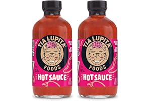 Tia Lupita Hot Sauce 8 Oz (Pack of 2) - Flavorful Heat, Medium Spice with Smoky-Sweet Flavor - Gluten-Free, Non-GMO, Sugar-Free, Low Sodium, Keto-Friendly, No Carbs - Made with Red Jalapeño Peppers