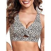 RELLECIGA Women’s Bikini Top Push Up Padded Swim Top V Neck Bathing Suit Tops