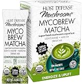 Host Defense MycoBrew Matcha, Lion's Mane Instant Coffee, 10 Packets | Organic Matcha Green Tea that with Lion's Mane Mushroom Powder, 10 Servings